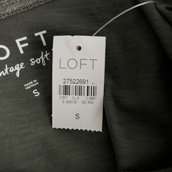 Loft Shirt Womens Small Gray Gold Shimmer Open Twist Sleeve Casual Versatile - Picture 9 of 9